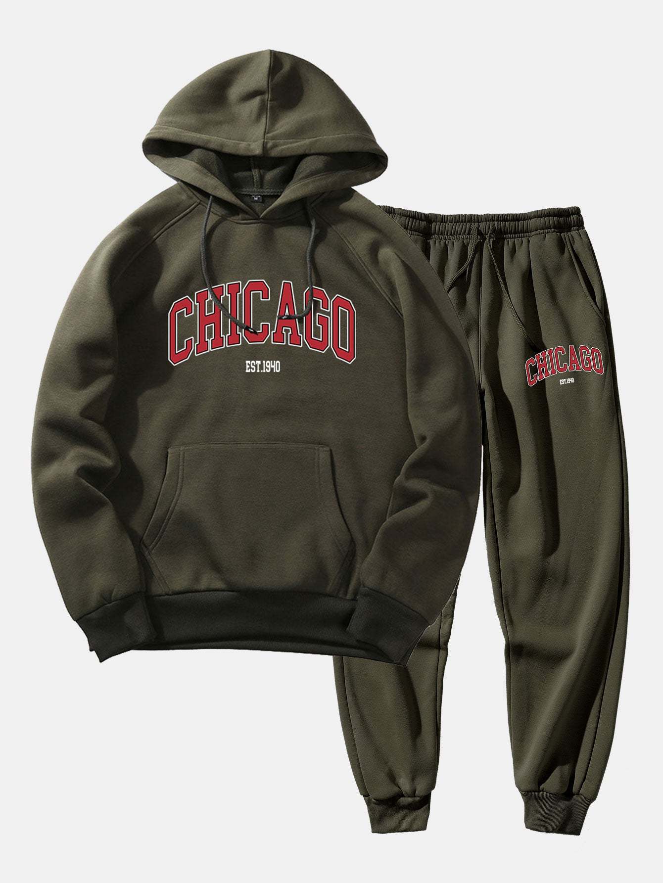 Chicago Letter Print Hoodie & Jogger Pants-Mitchell Shoes