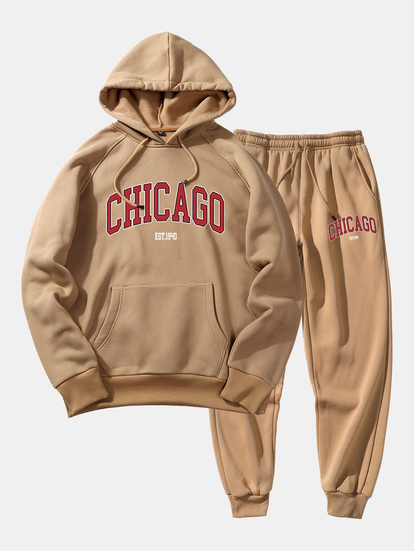 Chicago Letter Print Hoodie & Jogger Pants-Mitchell Shoes