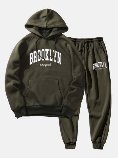 Brooklyn Letter Print Hoodie & Jogger Pants-Mitchell Shoes