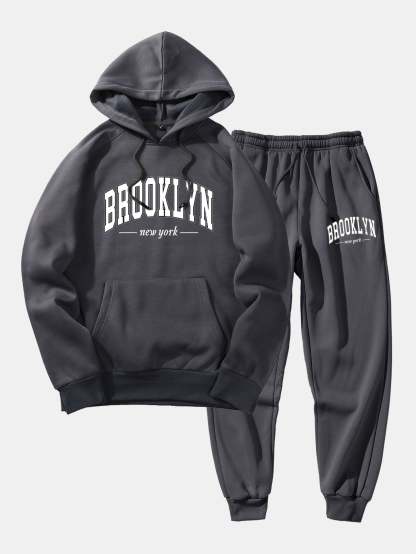 Brooklyn Letter Print Hoodie & Jogger Pants-Mitchell Shoes