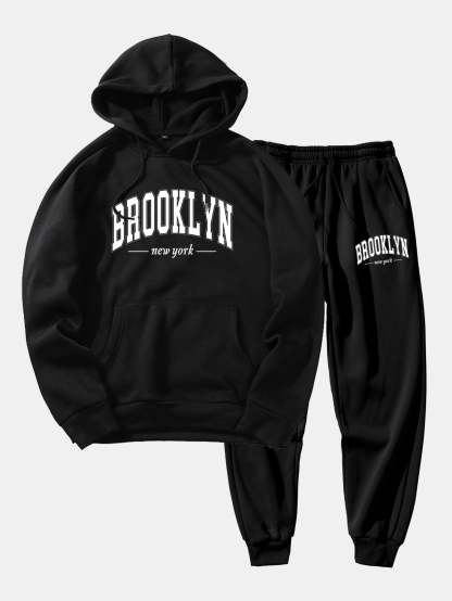 Brooklyn Letter Print Hoodie & Jogger Pants-Mitchell Shoes