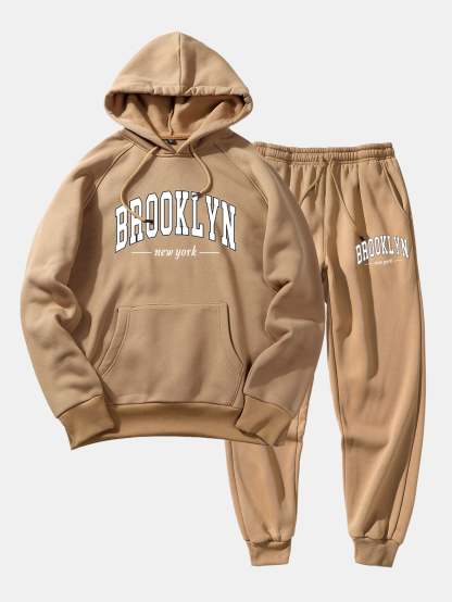Brooklyn Letter Print Hoodie & Jogger Pants-Mitchell Shoes