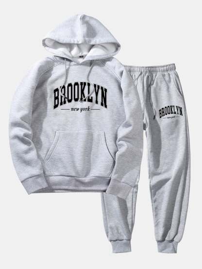 Brooklyn Letter Print Hoodie & Jogger Pants-Mitchell Shoes