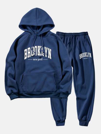 Brooklyn Letter Print Hoodie & Jogger Pants-Mitchell Shoes