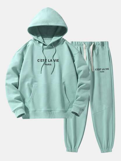 Paris Print Cotton Blend Hoodie & Jogger Pants-Mitchell Shoes