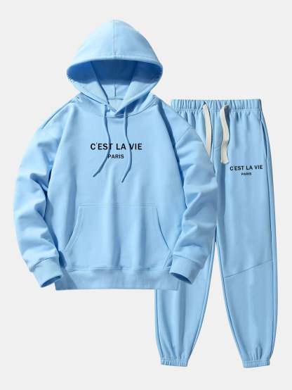 Paris Print Cotton Blend Hoodie & Jogger Pants-Mitchell Shoes