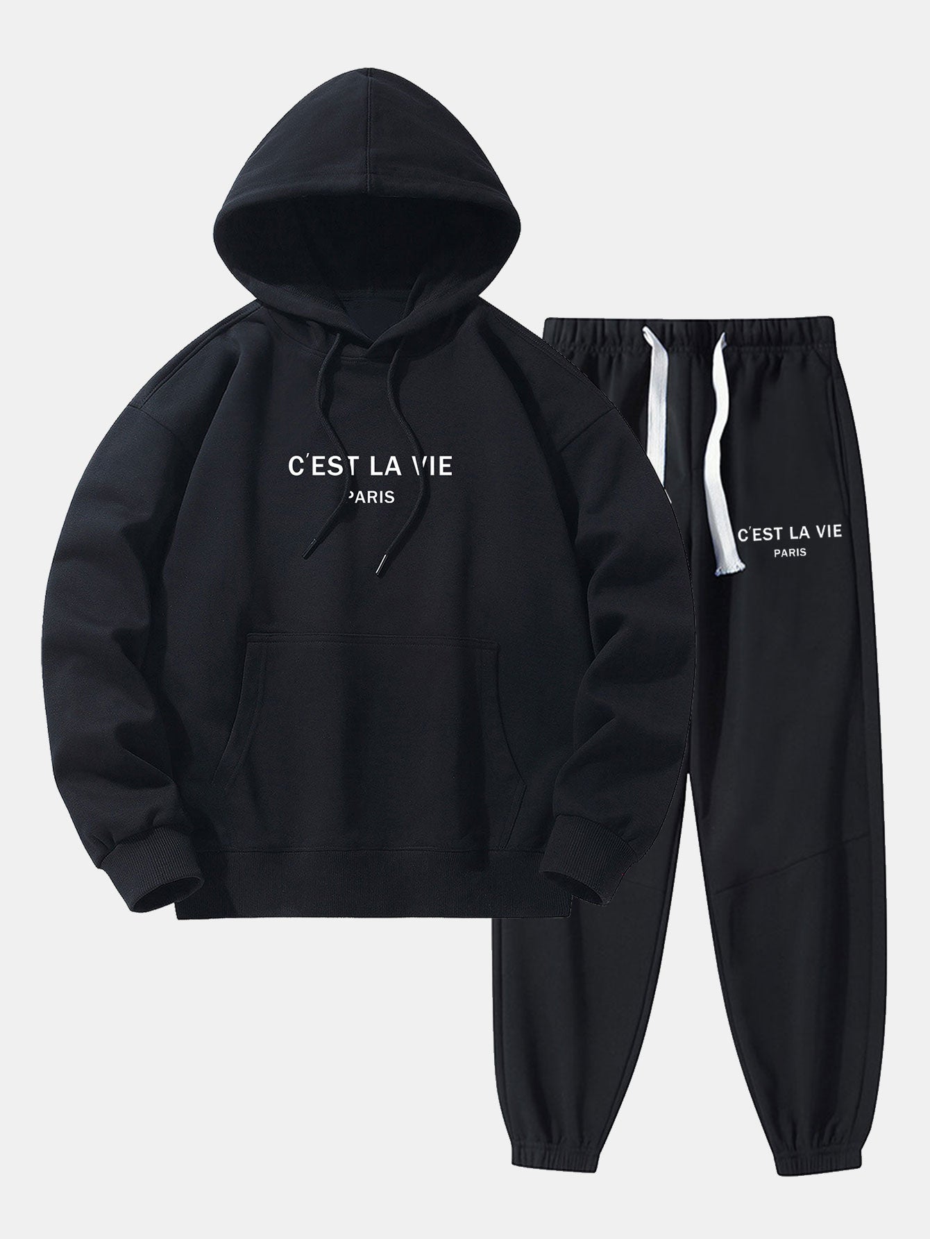Paris Print Cotton Blend Hoodie & Jogger Pants-Mitchell Shoes
