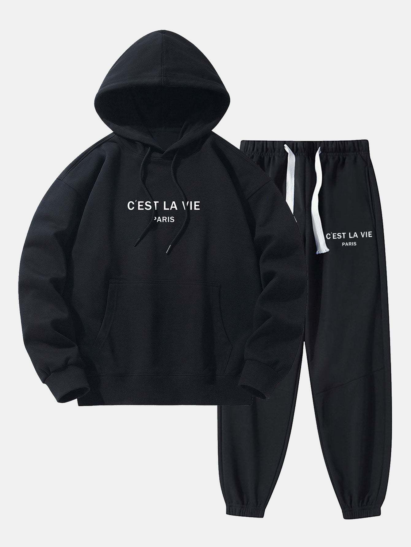 Paris Print Cotton Blend Hoodie & Jogger Pants-Mitchell Shoes