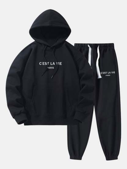 Paris Print Cotton Blend Hoodie & Jogger Pants-Mitchell Shoes