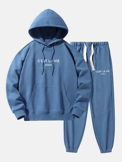 Paris Print Cotton Blend Hoodie & Jogger Pants-Mitchell Shoes
