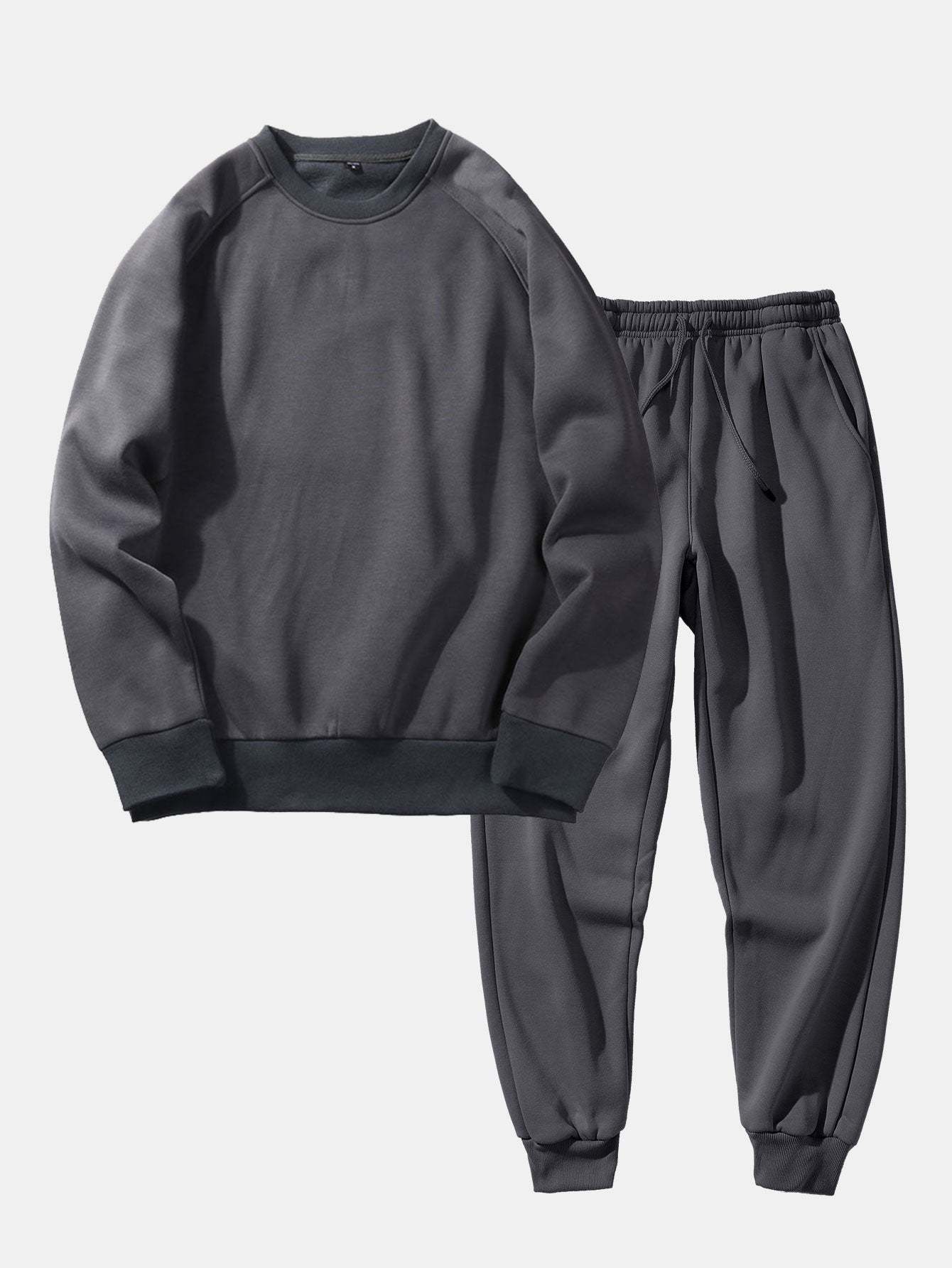 Basic Crew Neck Sweatshirt & Jogger Pants-Mitchell Shoes