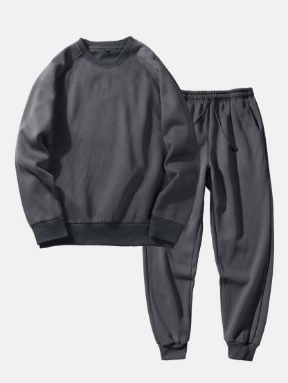 Basic Crew Neck Sweatshirt & Jogger Pants-Mitchell Shoes