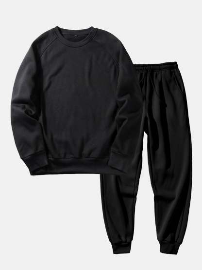 Basic Crew Neck Sweatshirt & Jogger Pants-Mitchell Shoes