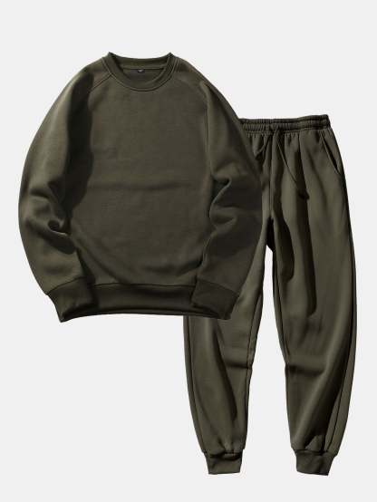 Basic Crew Neck Sweatshirt & Jogger Pants-Mitchell Shoes