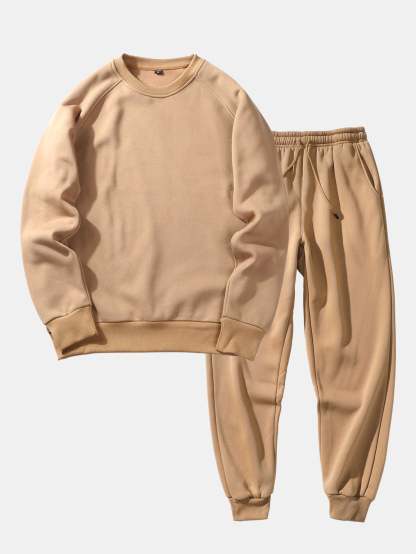 Basic Crew Neck Sweatshirt & Jogger Pants-Mitchell Shoes