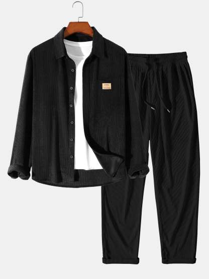 Long Sleeve Corduroy Shirt & Straight Leg Corduroy Pants-Mitchell Shoes