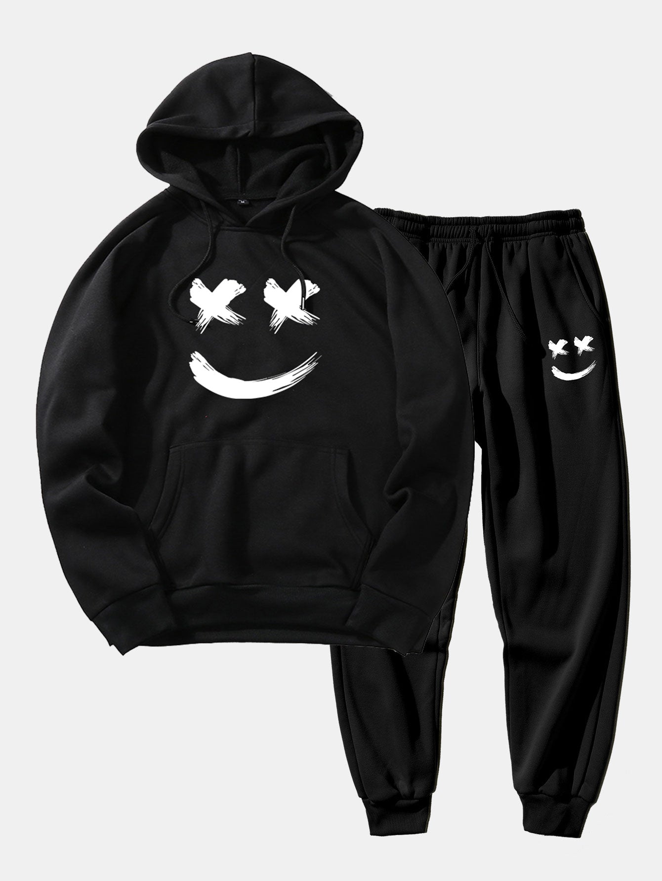 Brushstroke Smiley Print Hoodie & Jogger Pants-Mitchell Shoes