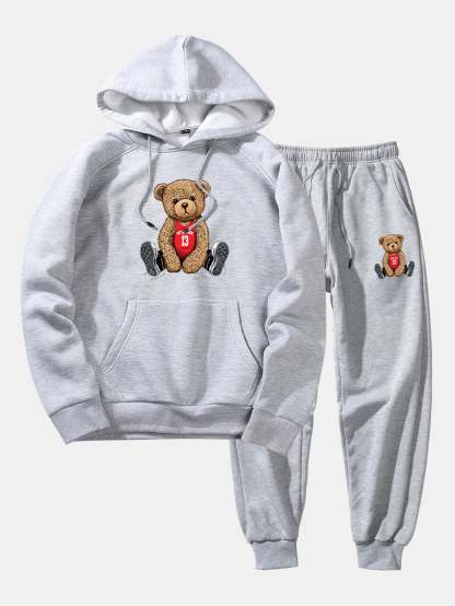 New York Bear Print Hoodie & Jogger Pants-Mitchell Shoes