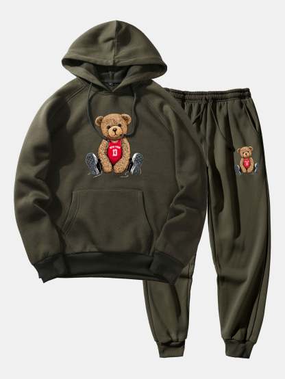 New York Bear Print Hoodie & Jogger Pants-Mitchell Shoes