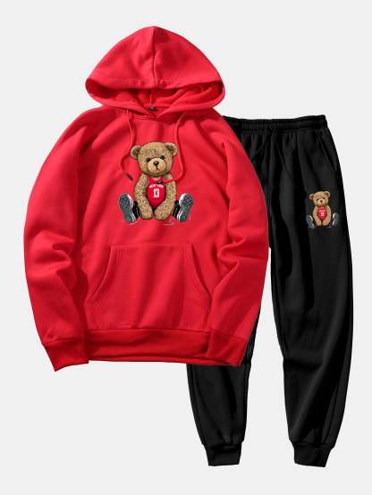 New York Bear Print Hoodie & Jogger Pants-Mitchell Shoes