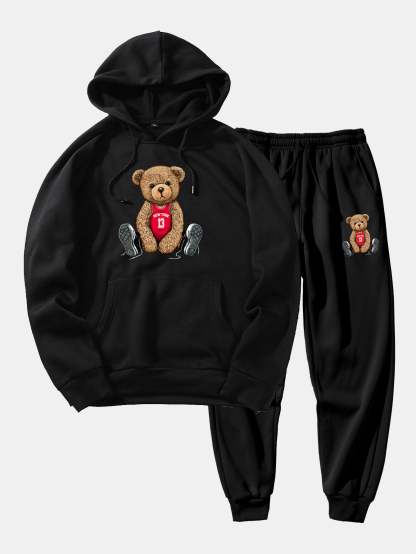 New York Bear Print Hoodie & Jogger Pants-Mitchell Shoes