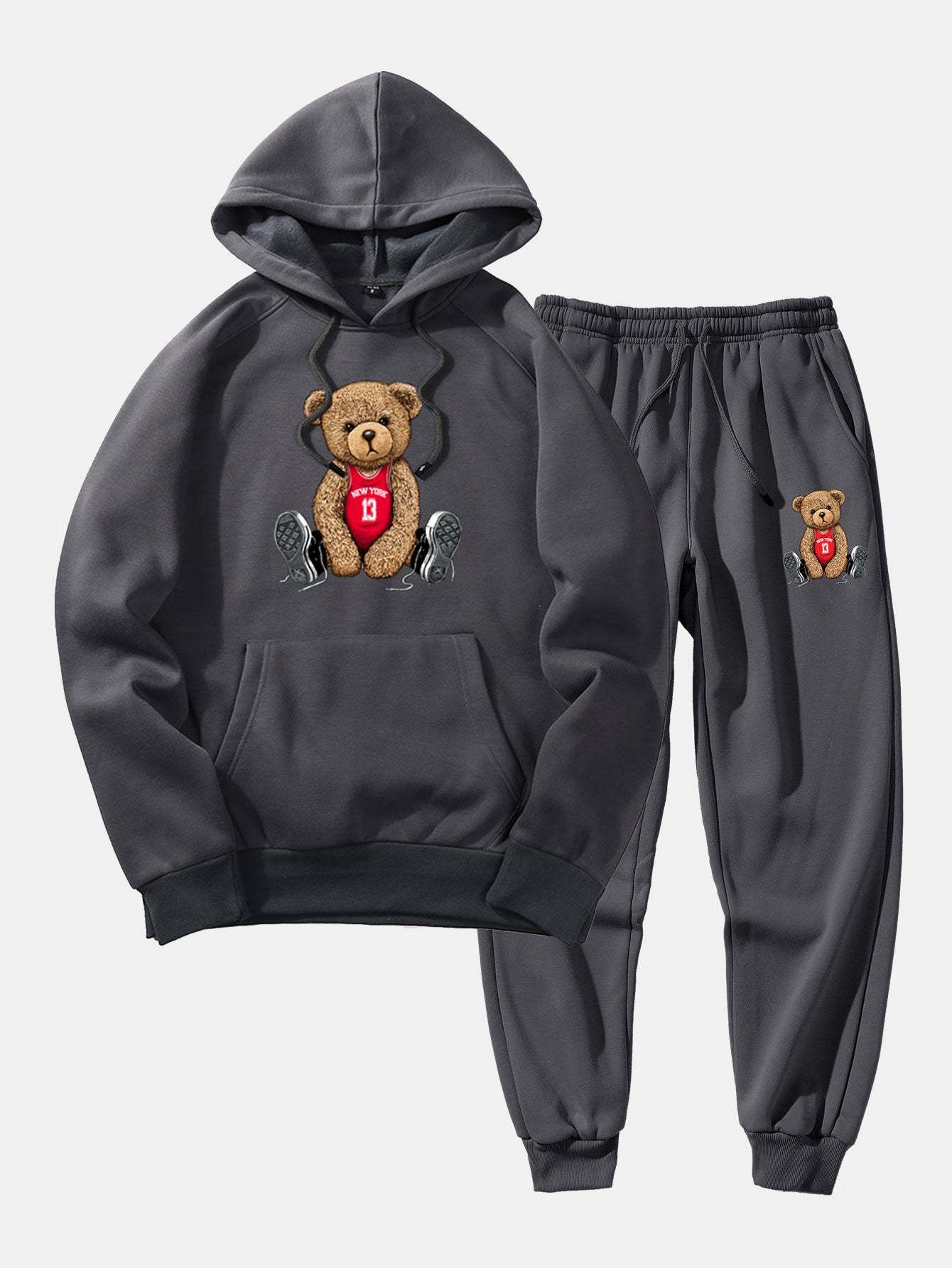 New York Bear Print Hoodie & Jogger Pants-Mitchell Shoes