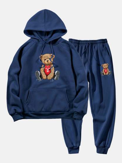 New York Bear Print Hoodie & Jogger Pants-Mitchell Shoes
