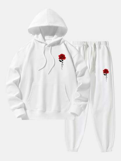 Rose Print Cotton Blend Hoodie & Jogger Pants-Mitchell Shoes