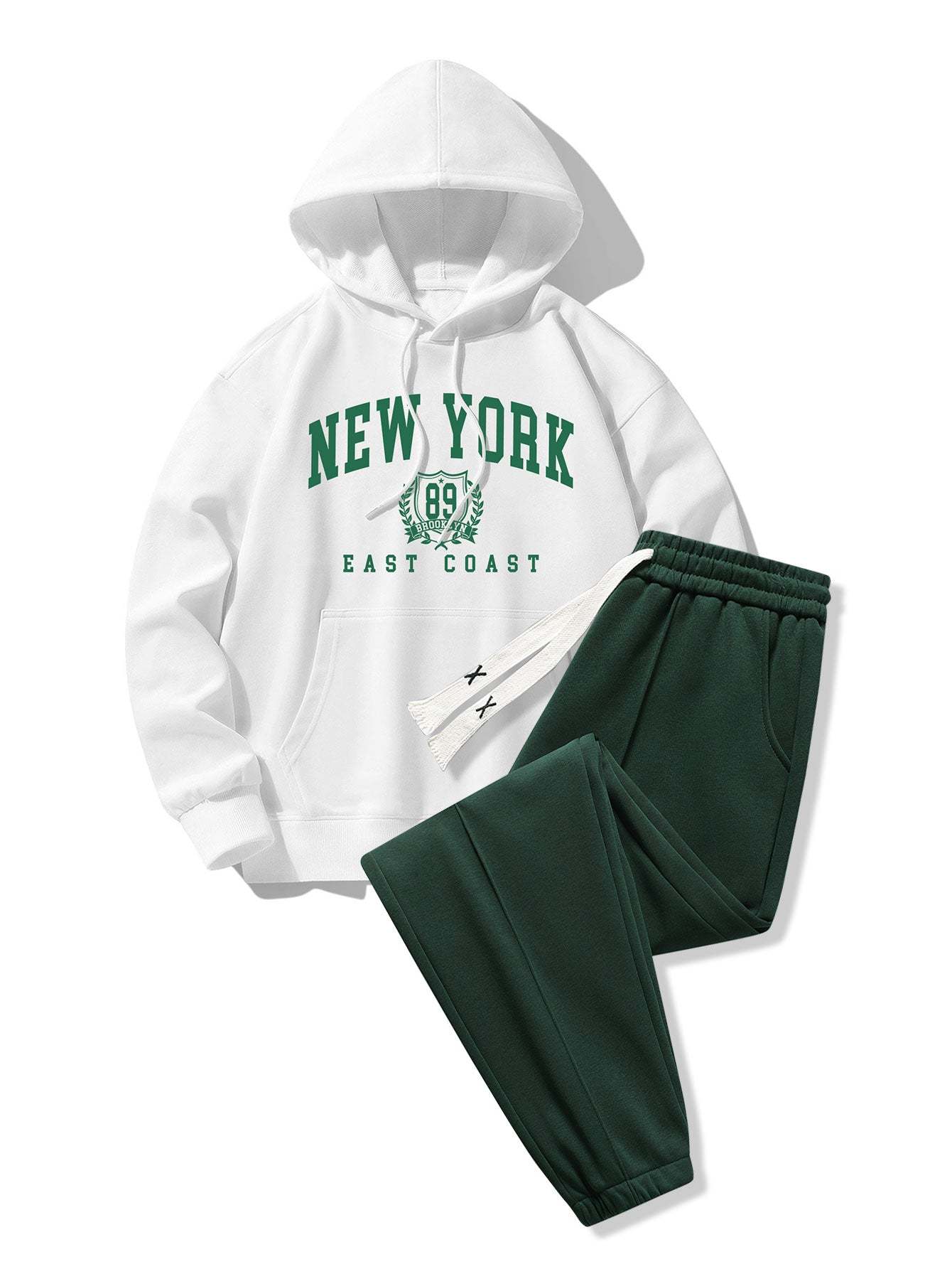 New York Varsity Print Cotton Blend Hoodie & Jogger Pants With Pintuck-Mitchell Shoes