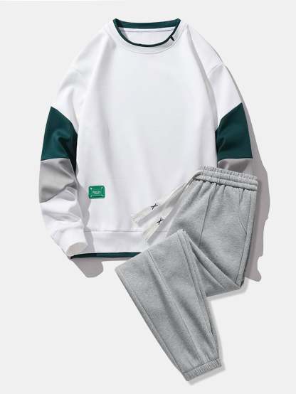 Color Block Sweatshirt & Jogger Pants With Pintuck-Mitchell Shoes