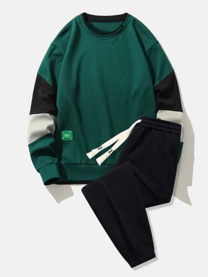 Color Block Sweatshirt & Jogger Pants With Pintuck-Mitchell Shoes