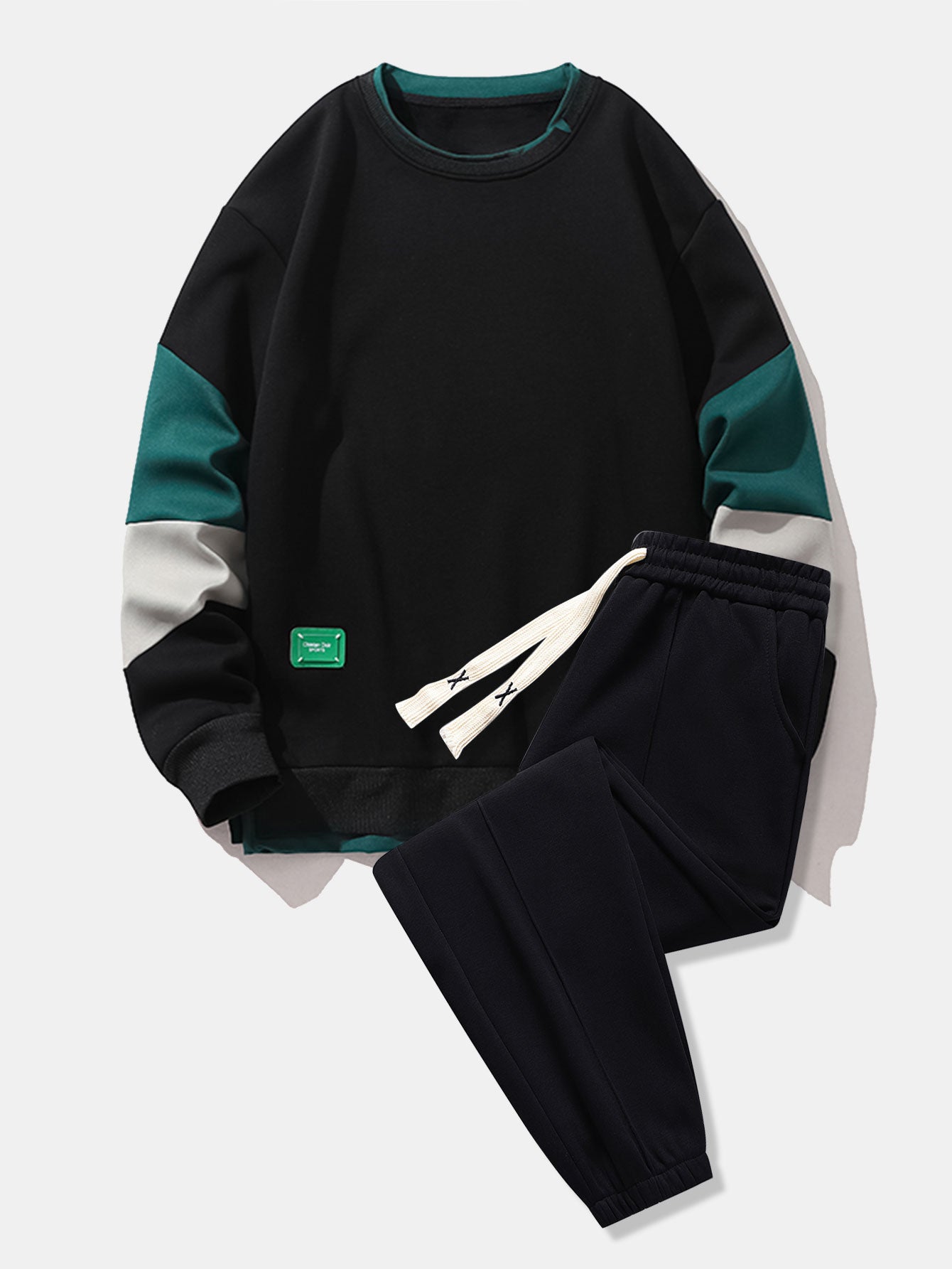 Color Block Sweatshirt & Jogger Pants With Pintuck-Mitchell Shoes