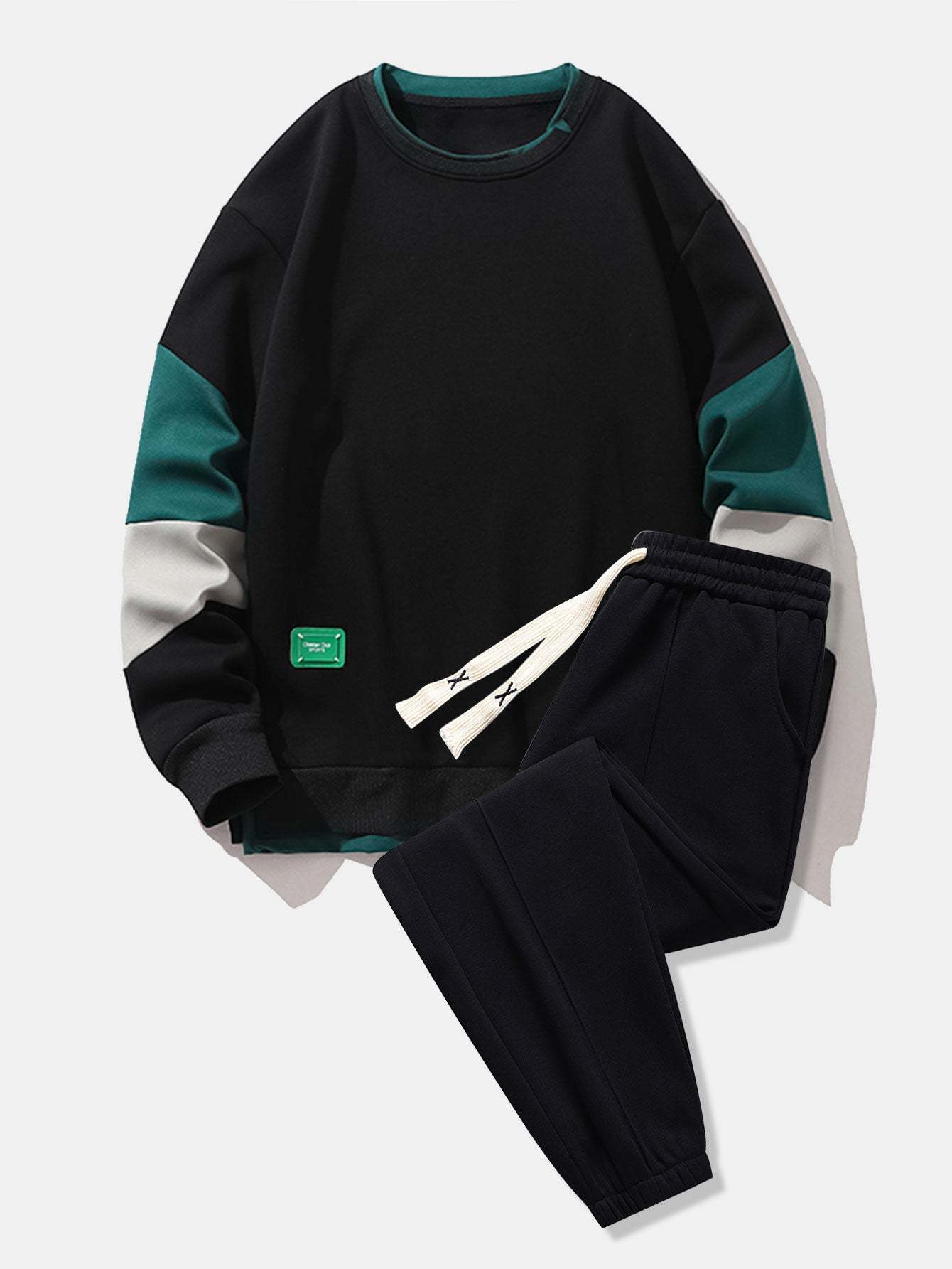 Color Block Sweatshirt & Jogger Pants With Pintuck-Mitchell Shoes