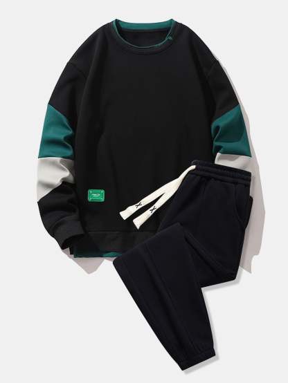 Color Block Sweatshirt & Jogger Pants With Pintuck-Mitchell Shoes