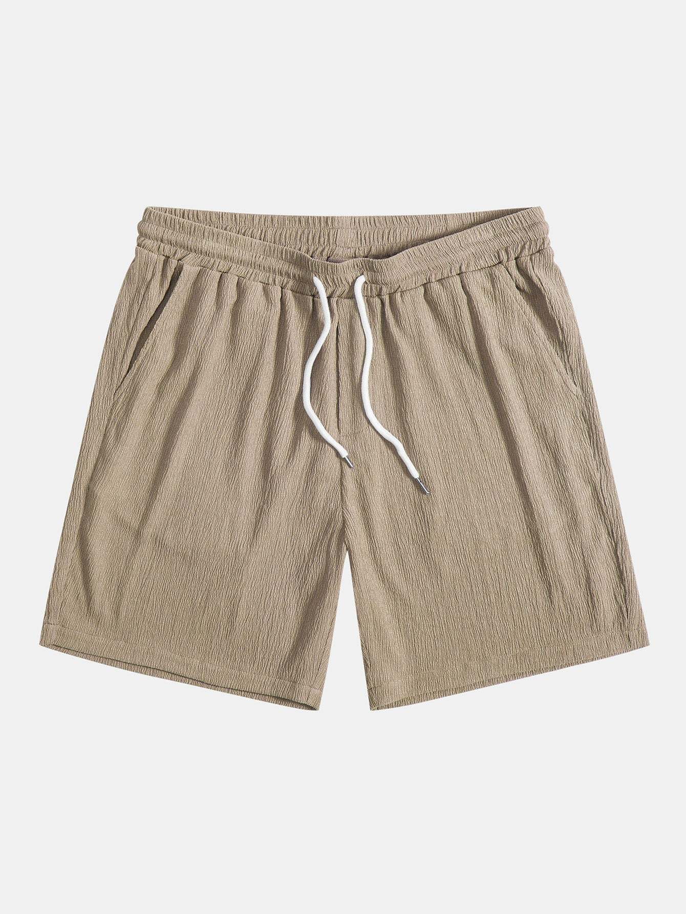 Wrinkled Textured Button Up Shirt & Shorts-Mitchell Shoes