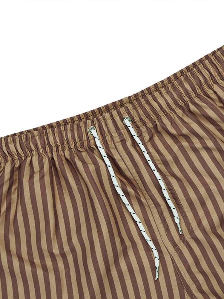 Short Sleeve Geometry Textured Cuban Shirt & Striped Swim Shorts-Mitchell Shoes