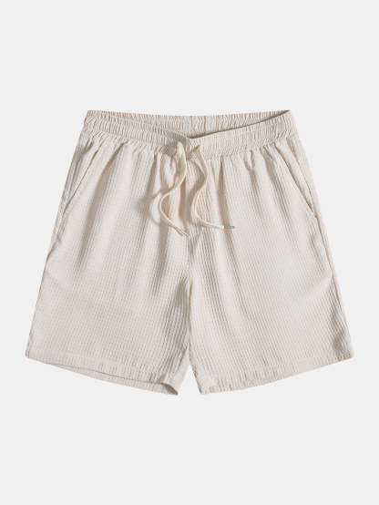 Knitted Waffle Polo Shirt & Waffle Drawstring Shorts-Mitchell Shoes