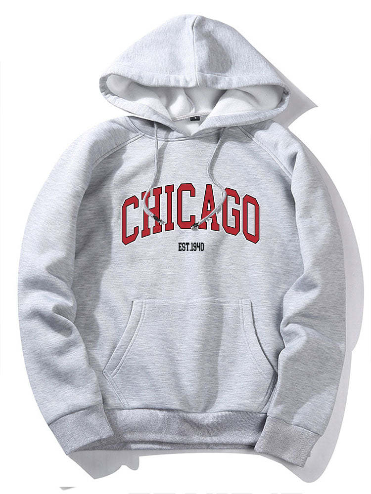 Chicago Letter Print Hoodie & Jogger Pants-Mitchell Shoes