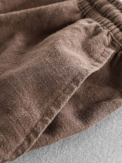 Linen Rayon Blend Cuban Shirt & Linen Cotton Blend Drawstring Shorts-Mitchell Shoes