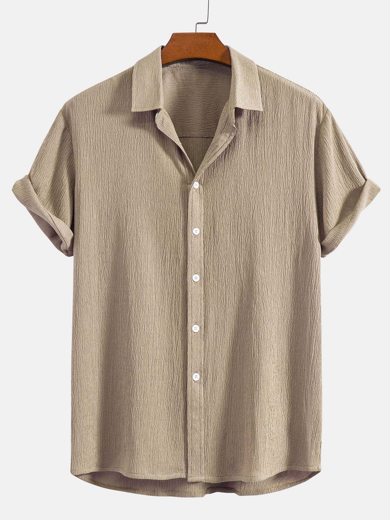 Wrinkled Textured Button Up Shirt-Mitchell Shoes
