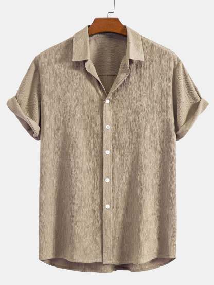 Wrinkled Textured Button Up Shirt-Mitchell Shoes