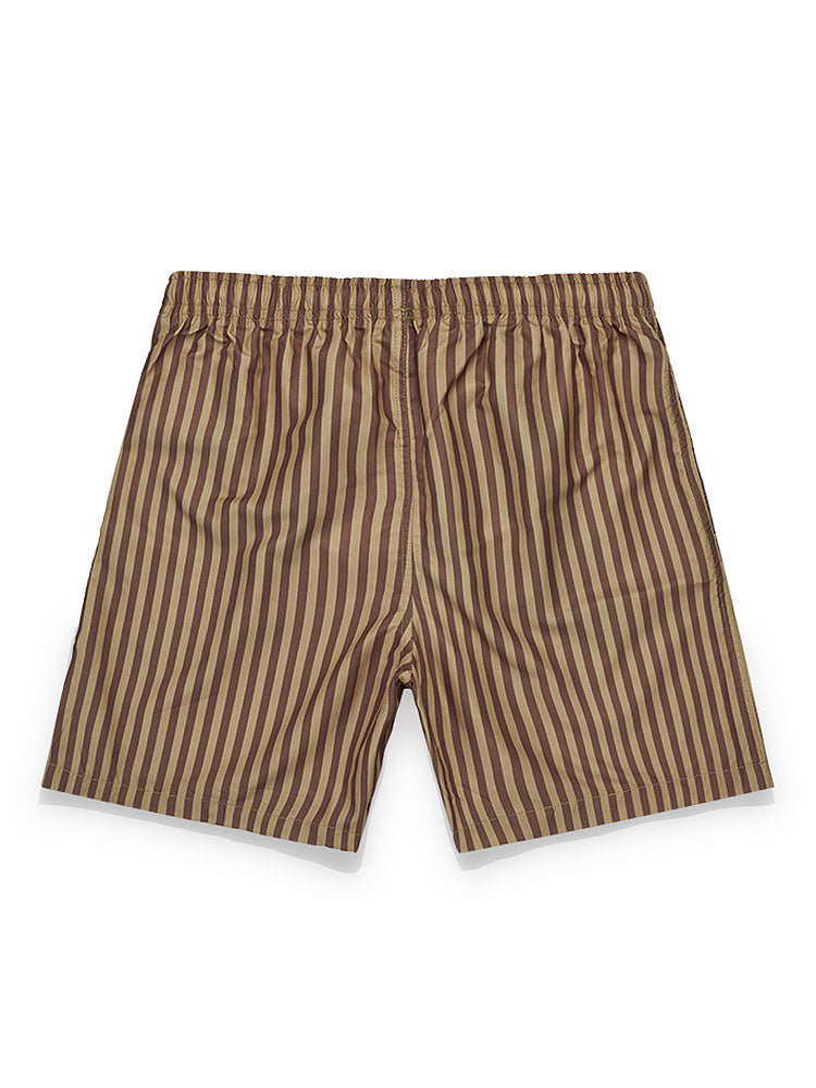 Short Sleeve Geometry Textured Cuban Shirt & Striped Swim Shorts-Mitchell Shoes