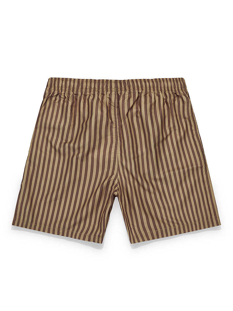 Short Sleeve Geometry Textured Cuban Shirt & Striped Swim Shorts-Mitchell Shoes