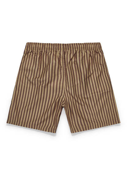 Short Sleeve Geometry Textured Cuban Shirt & Striped Swim Shorts-Mitchell Shoes