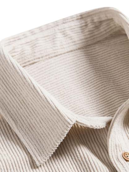 Corduroy Button Up Short Sleeved Shirt & Straight Leg Corduroy Pants-Mitchell Shoes