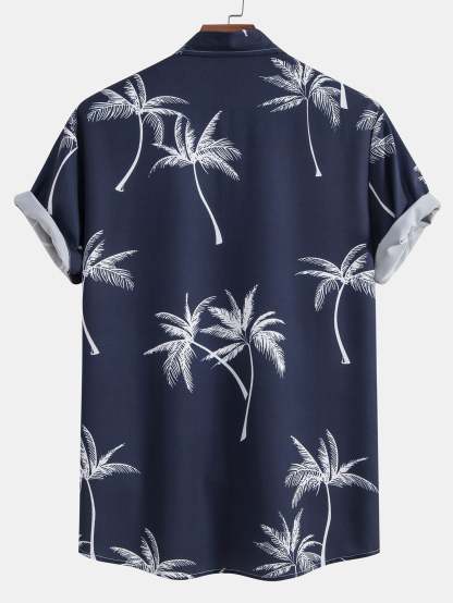 Palm Tree Print Button Up Shirt-Mitchell Shoes