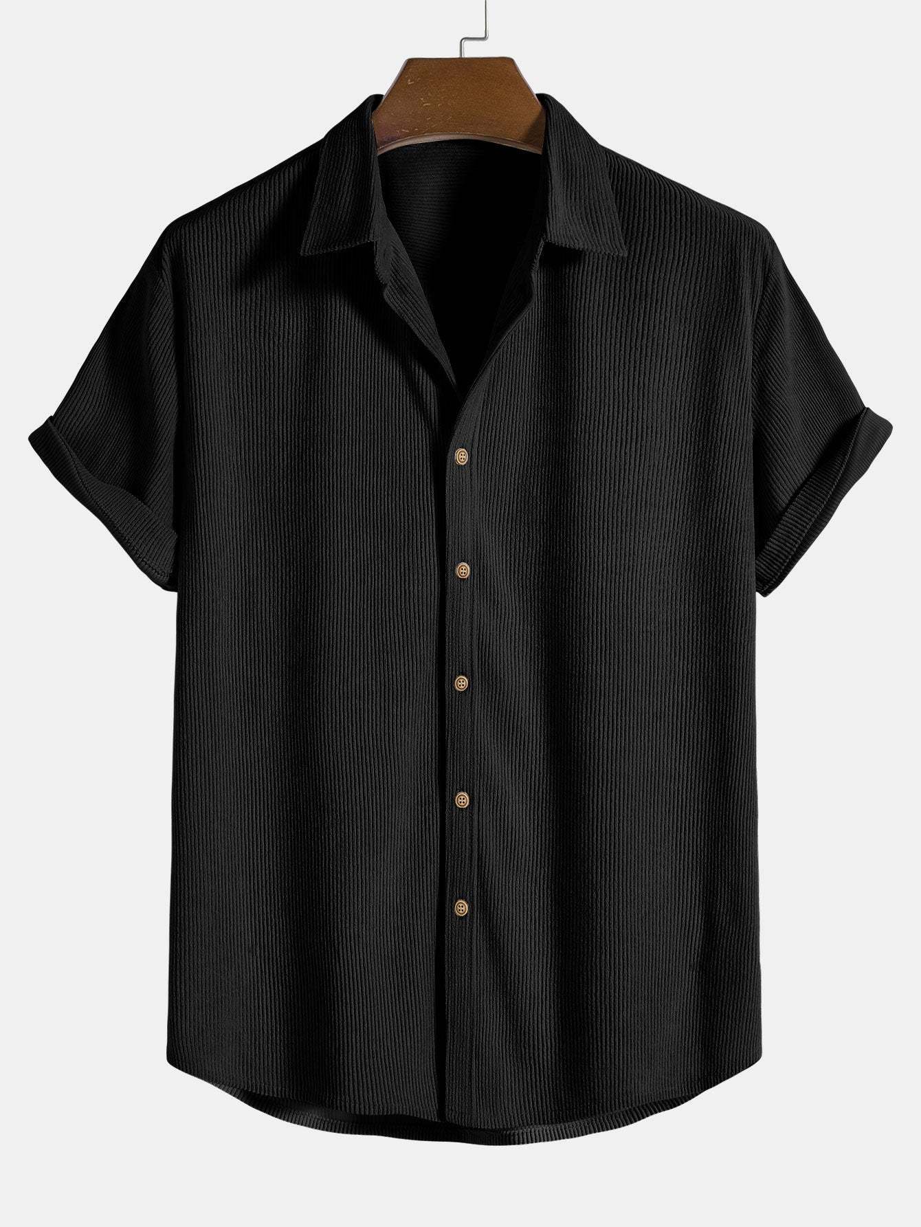 Corduroy Button Up Short Sleeved Shirt & Straight Leg Corduroy Pants-Mitchell Shoes