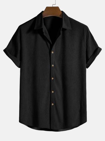 Corduroy Button Up Short Sleeved Shirt & Straight Leg Corduroy Pants-Mitchell Shoes