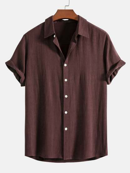 Linen Rayon Blend Button Up Shirt & Linen Cotton Blend Drawstring Shorts-Mitchell Shoes