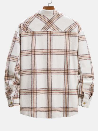 Flannel Plaid Overshirt With Pocket-Mitchell Shoes